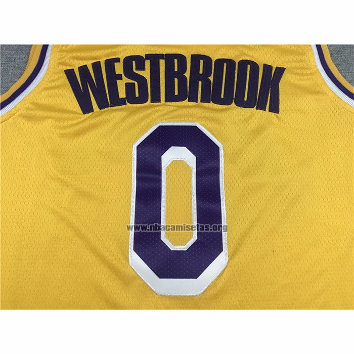 Camiseta Los Angeles Lakers Russell Westbrook NO 0 Icon 2020 Amarillo